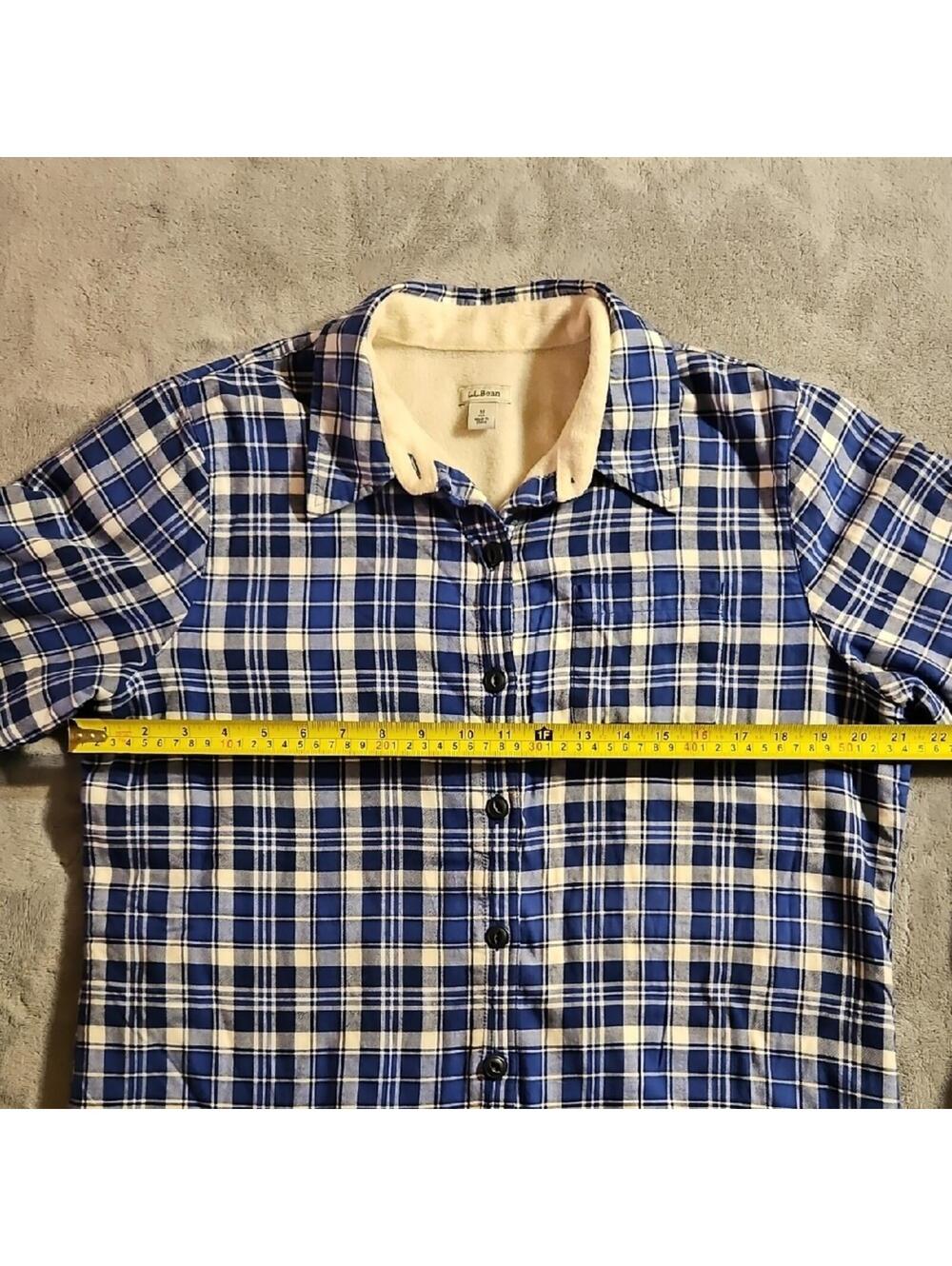 L.L.Bean Women's Medium Blue Plaid Button-Up Shirt Jacket - Picture 3 of 8